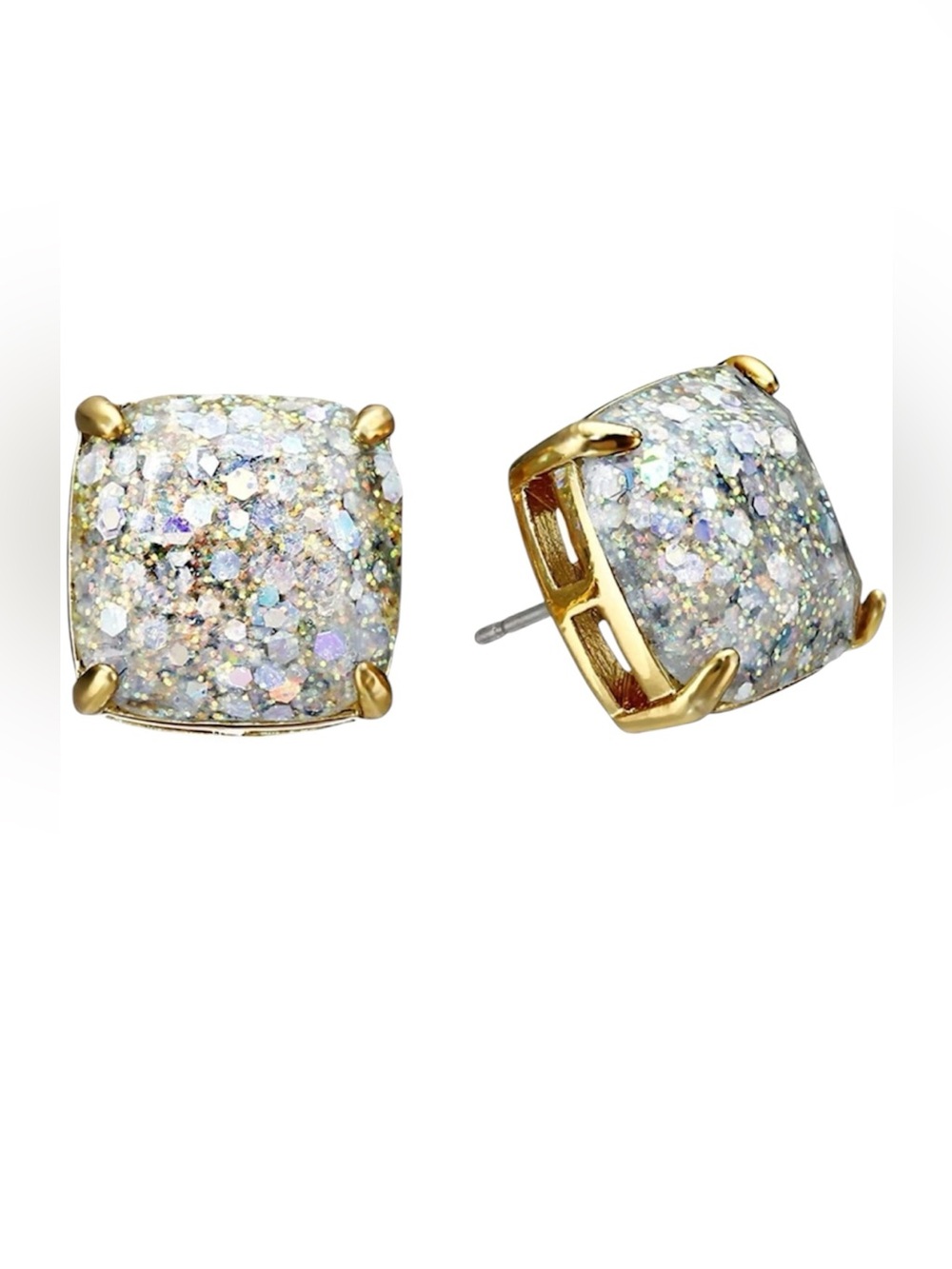 NWT Kate Spade New York Women’s Small 10mm Square Stud Opal Glitter Earrings